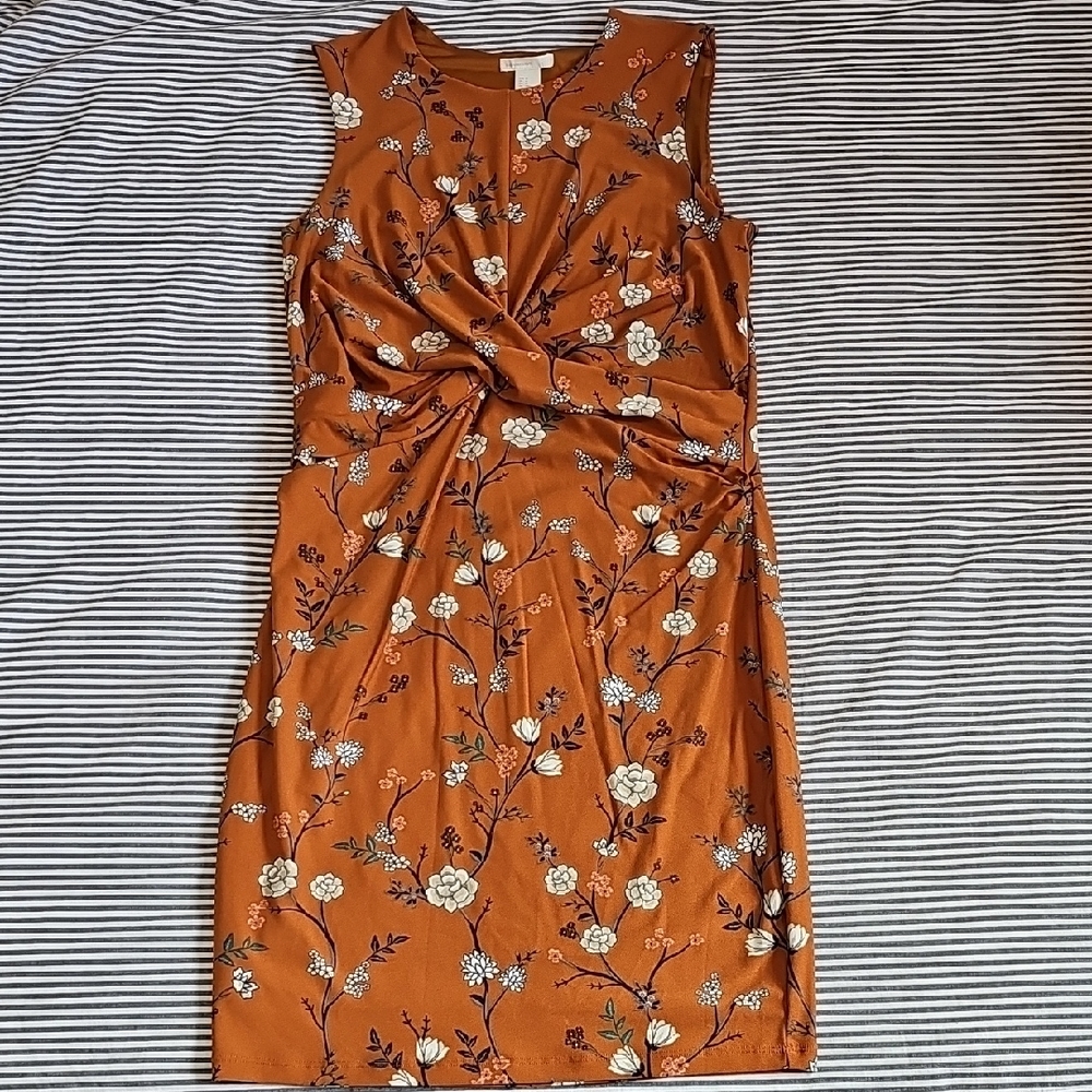 Floral Orange Sleeveless Dress (MATERNITY)